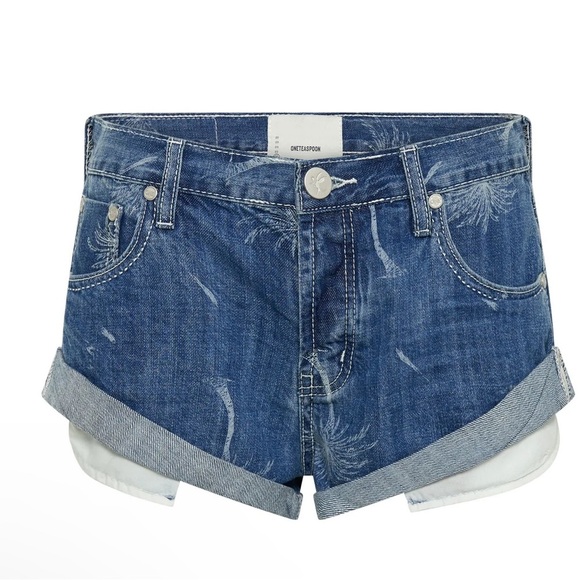 ONE TEASPOON Bandits Low Waist Denim Shorts - Malibu Blue Button fly size 28 NWT - Picture 8 of 16